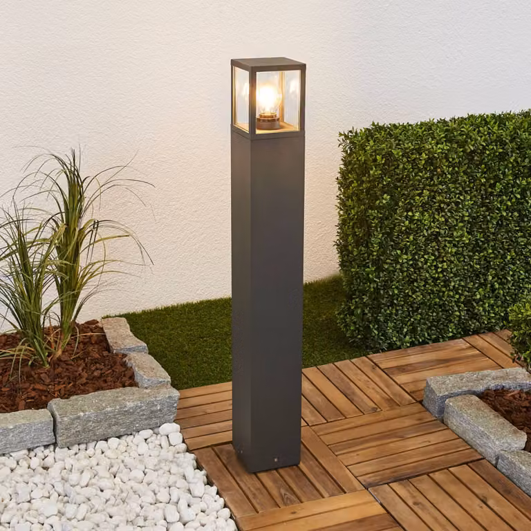 Lampioncino da giardino Klemens Lucande, dimmerabile, Nero, Alluminio, Moderno, Lampada da esterni