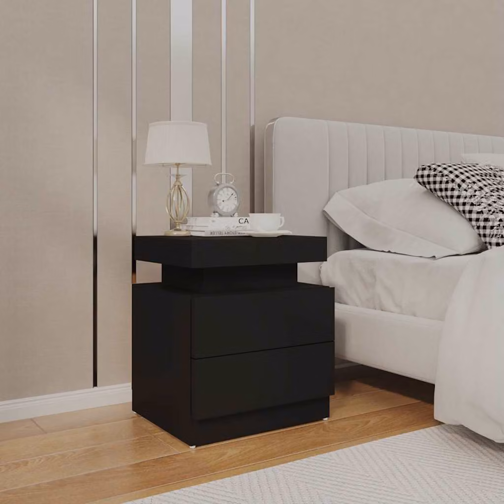 Comodino moderno vidaXL nero in legno e MDF da appendere a parete L: 45 cm, P: 35 cm, H: 52 cm