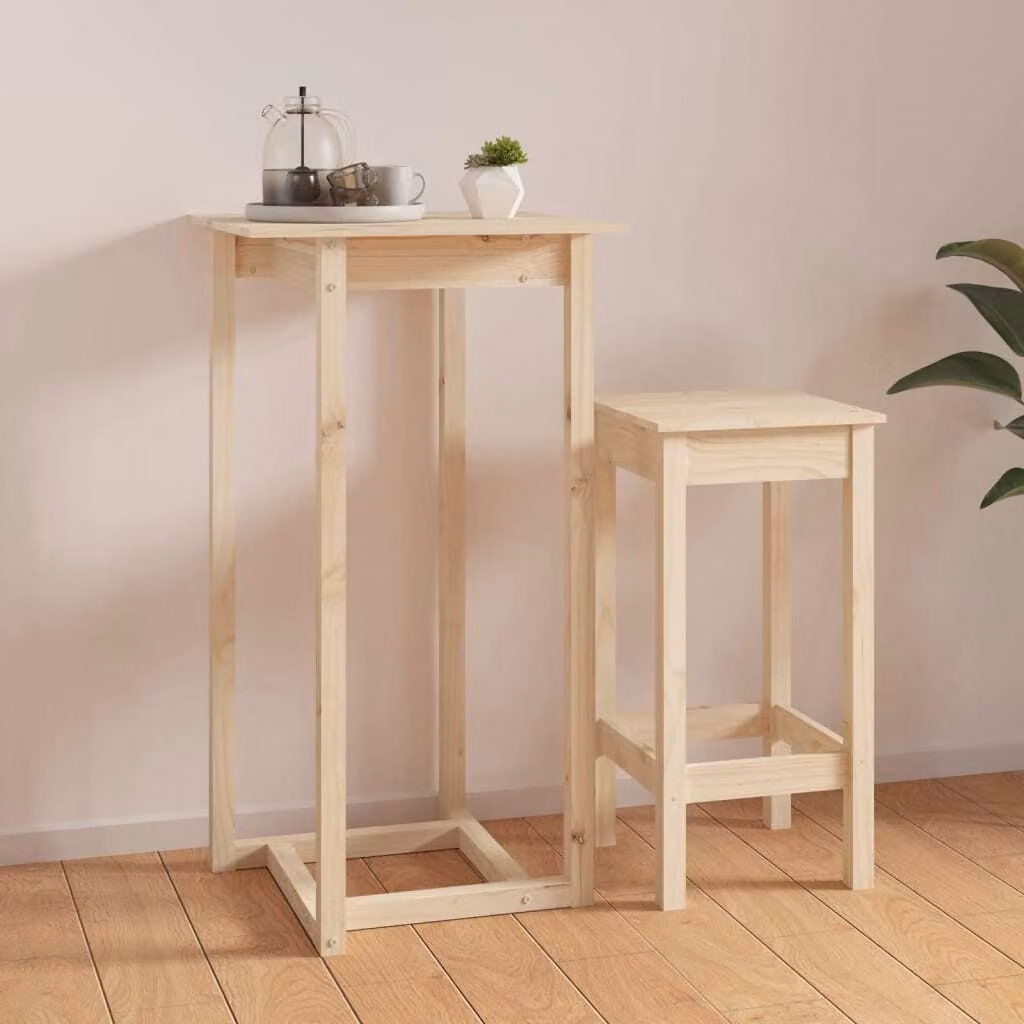 The Living Store Tavolo da bar 60x60x110 cm in legno di pino massiccio