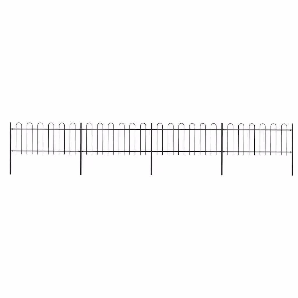 Recinzione da giardino vidaXL in acciaio con parte superiore ad anello, colore nero, L: 671 cm, H: 80 cm