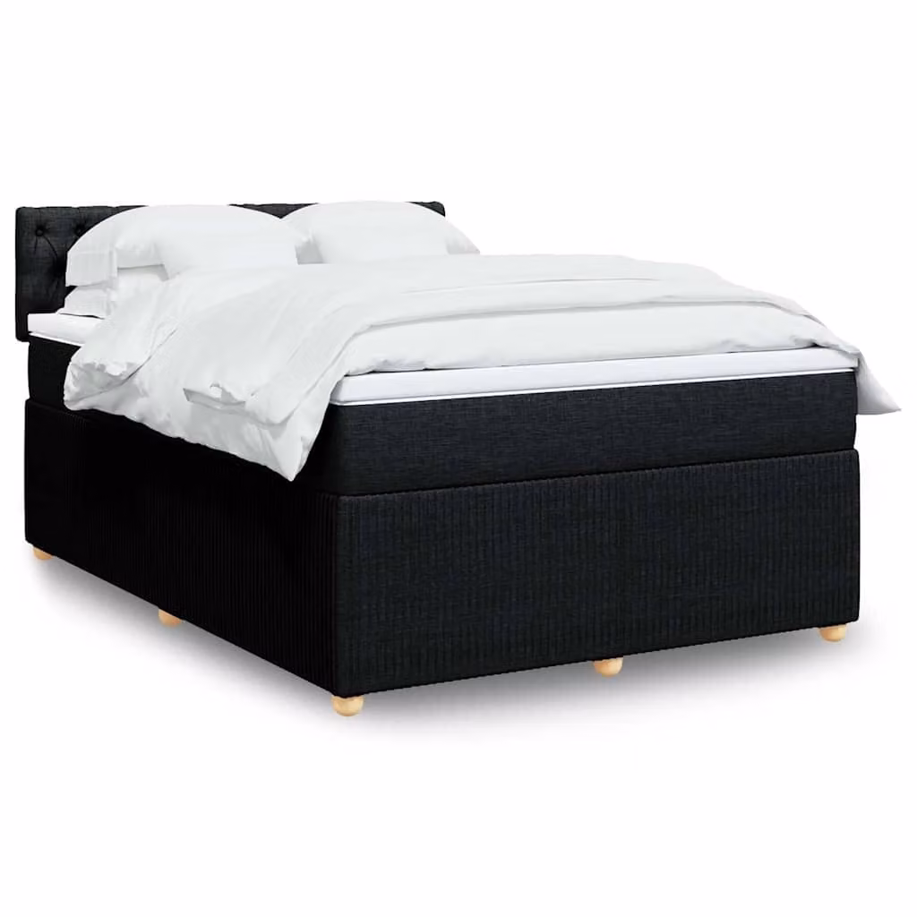 vidaXL Giroletto a Molle con Materasso Ibrido in Tessuto Nero, L/P/H: 140 x 200 x 100,5 cm