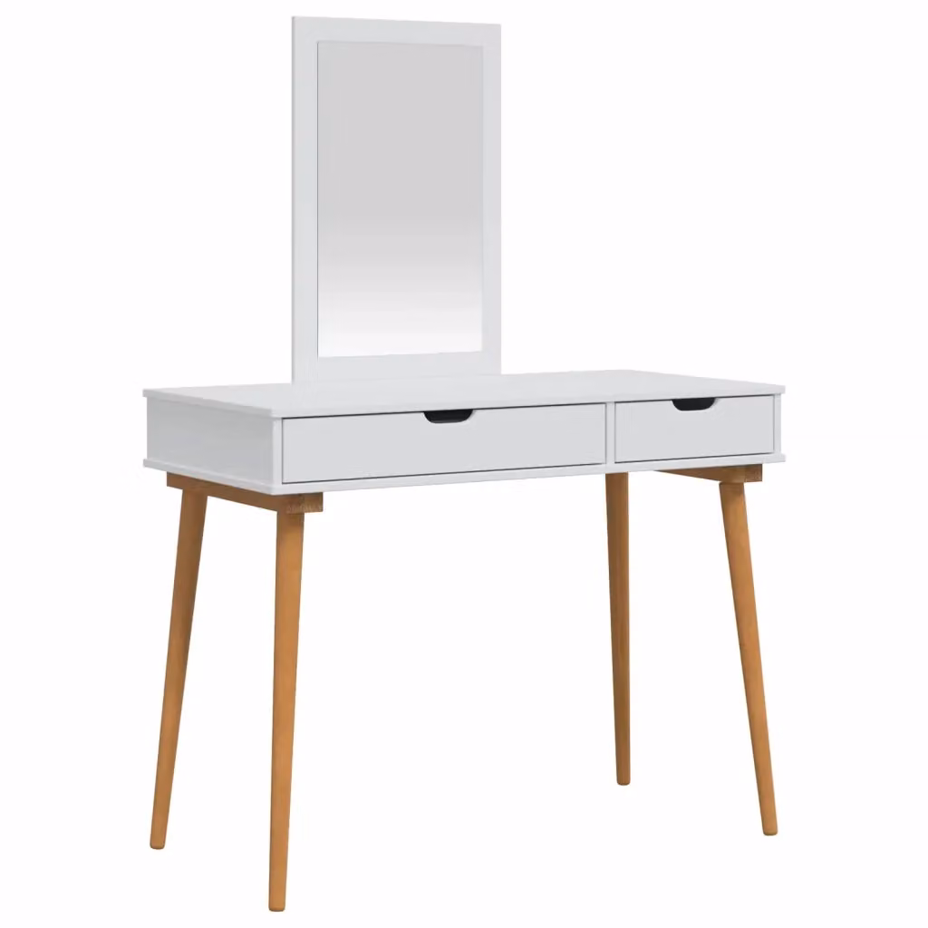 Set Tavolo da Trucco FAUSKE vidaXL 2 pz Bianco L/P/H: 100 x 50 x 143 cm – 2
