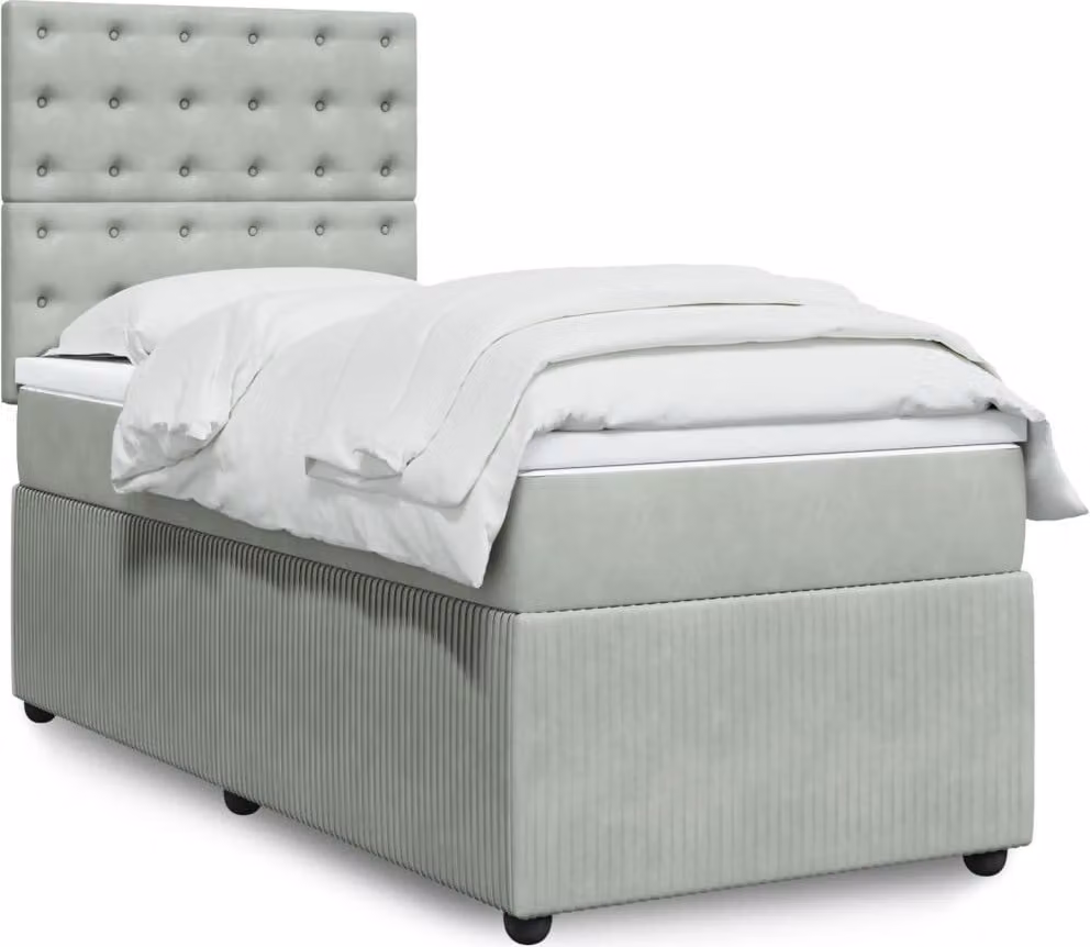 Maison Exclusive - Giroletto a Molle con Materasso Grigio Chiaro 90x200 cm Velluto