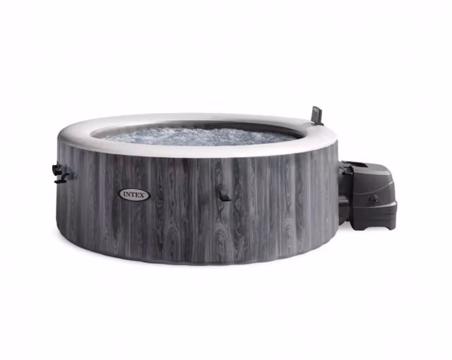 Spa gonfiabile Intex da 4 posti con idromassaggio, WiFi, luci LED e poggiatesta, colore grigio, Diametro: 196 cm, Altezza: 71 cm
