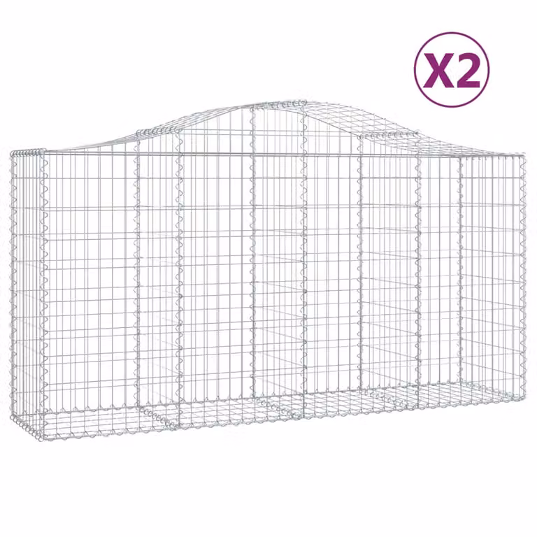 Cesti Gabbioni ad Arco 2 pz 200x50x100/120 cm Ferro Zincato