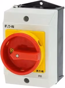 Interruttore generale Eaton, T0, 20 A, da incasso, 2 moduli, a 4 poli, con funzione di arresto di emergenza, con manopola rossa e anello di bloccaggio giallo 218978