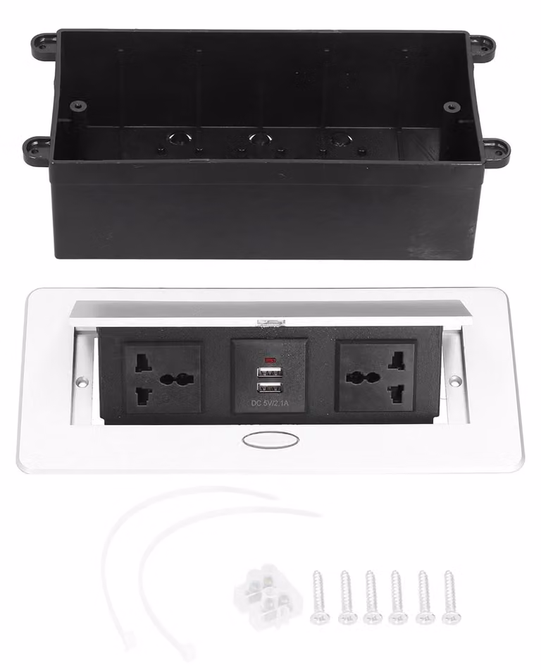 Prese a pavimento, prese a scomparsa da scrivania, alimentatore USB doppio con 3 prese, accessori, 250 V, 13 A