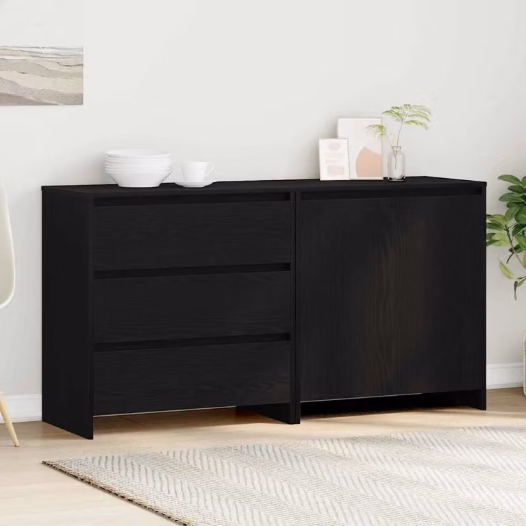 Set di 2 credenze moderne vidaXL in legno MDF nero L 70 cm x P 41 cm x H 75 cm