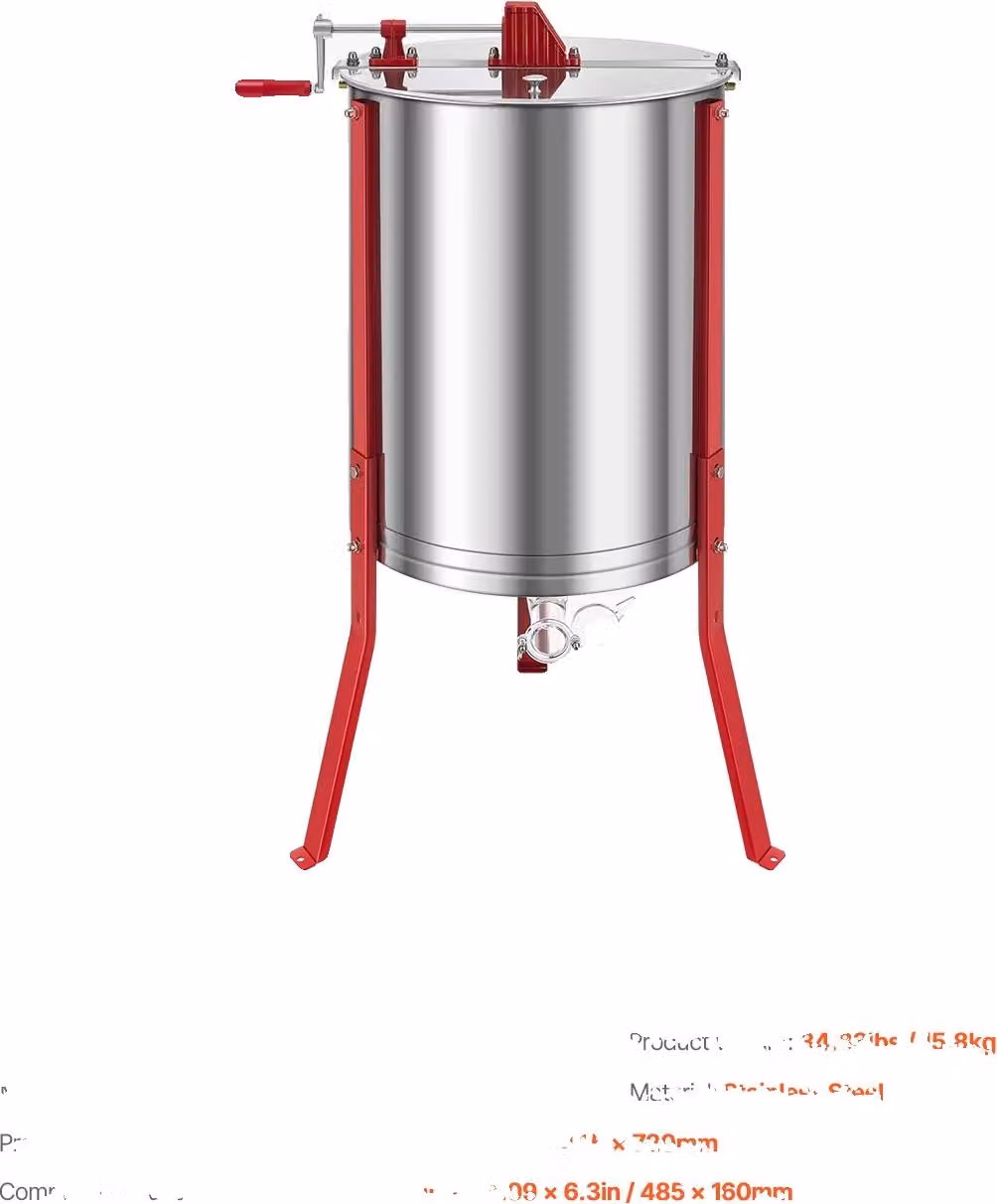 Estattore di miele, altezza regolabile, manico ergonomico, 6 telai