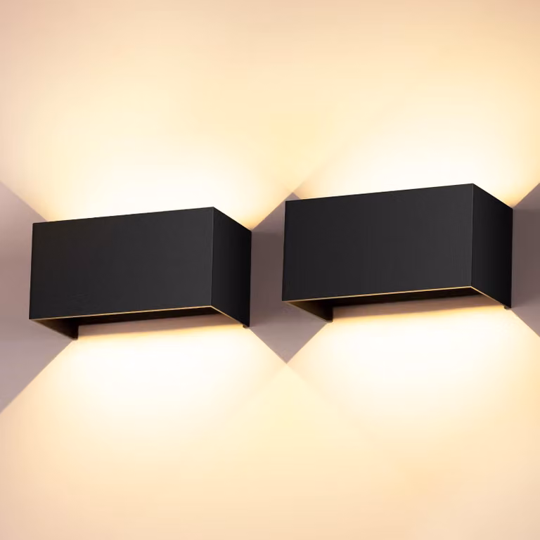 Lampada a LED da parete, set da 2, 24 W, luce bianco caldo 3000 K, grado di protezione IP65