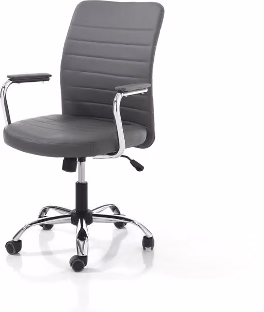 Poltrona da ufficio executive ORESTELUCHETTA in pelle sintetica grigia con braccioli e ruote, H 92-102 x L 56 x P 66 cm