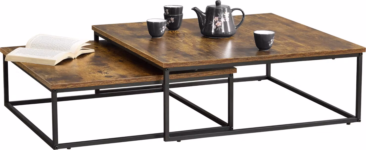 Set di tavolini da salotto Haninge set di 2 tavolini da divano 2 pezzi struttura in acciaio tono legno scuro