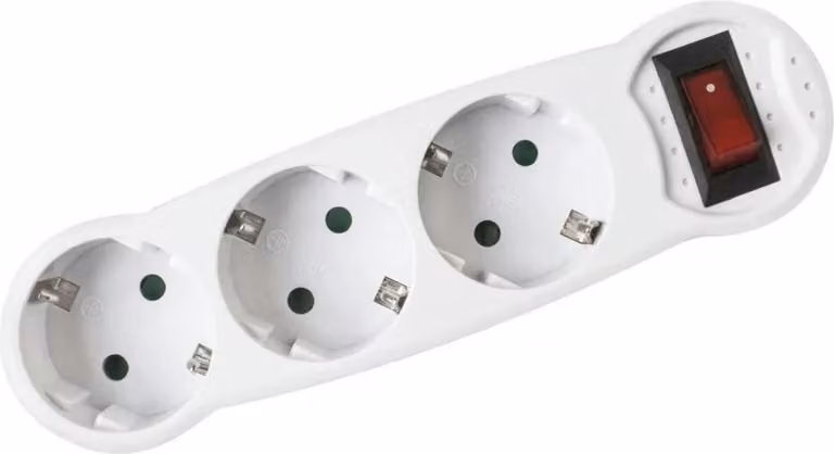 Onlex Adattatore presa a 3 vie con interruttore 10-16a Trasparente Taglia unica / Spina UE 220V Trasparente Taglia unica