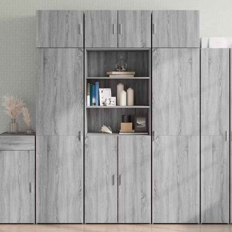 Armadietto a muro vidaXL Grigio con ante a battente e ripiani interni, L: 70 cm, P: 42,5 cm, H: 225 cm
