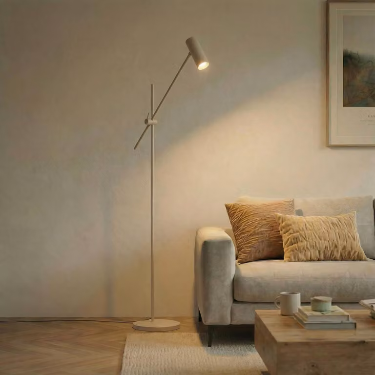 Lampada da terra Vilo Lindby, Crema / Ambra, Soggiorno / Sala da pranzo, Metallo, Scandinavo, Lampada da terra