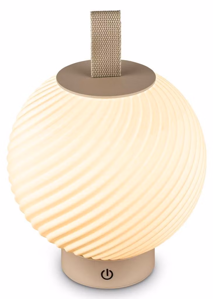Briloner Lampada da tavolo LED senza fili Ø18x25 cm rotonda 2W 150lm 2700K bianco caldo dimmerabile beige - Lampada da comodino soggiorno camera da letto balcone