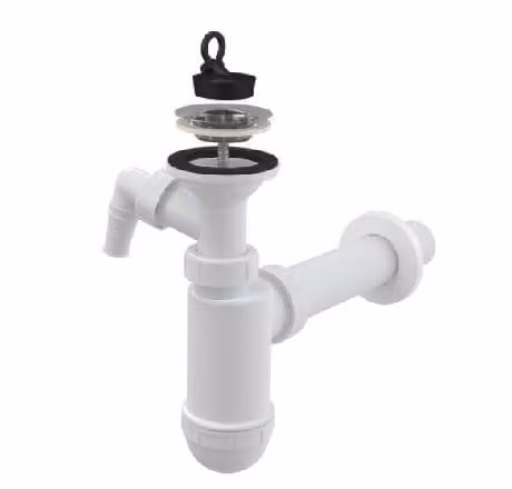 Sifone per lavabo Alcadrain A41P ø 40 mm con attacco e griglia inox ø 63 mm