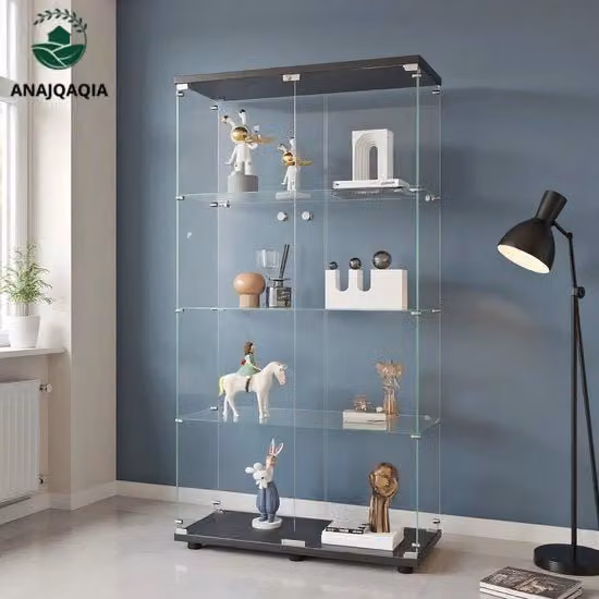 Vetrina in legno - Illuminazione LED - Porta vetrata - Doppia porta vetrata - 4 ante