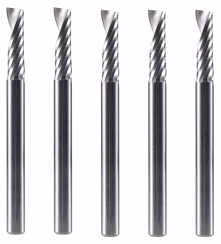 5 frese in metallo duro per alluminio, 4 mm (1/6"), albero per lavorazione CNC del legno, lunghezza di taglio 15 mm, frese per alluminio e plastica