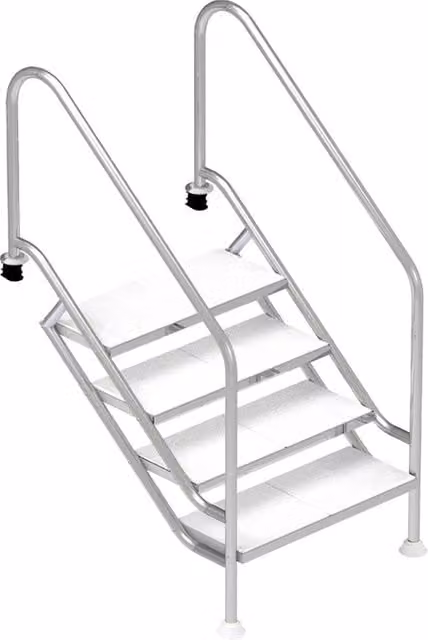 Scala piscina interrataper utilizzo riabilitativo e accesso agevolato in acciaio Inox 316 Configurazione: 8 gradini