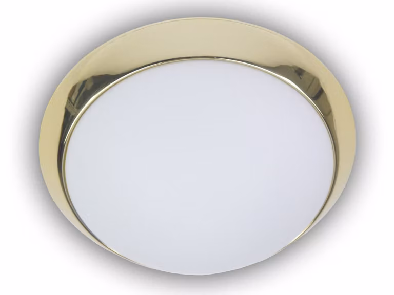 Lampada da soffitto a LED in vetro smerigliato con anello decorativo in ottone lucido, ciotola da soffitto rotonda Ø50cm