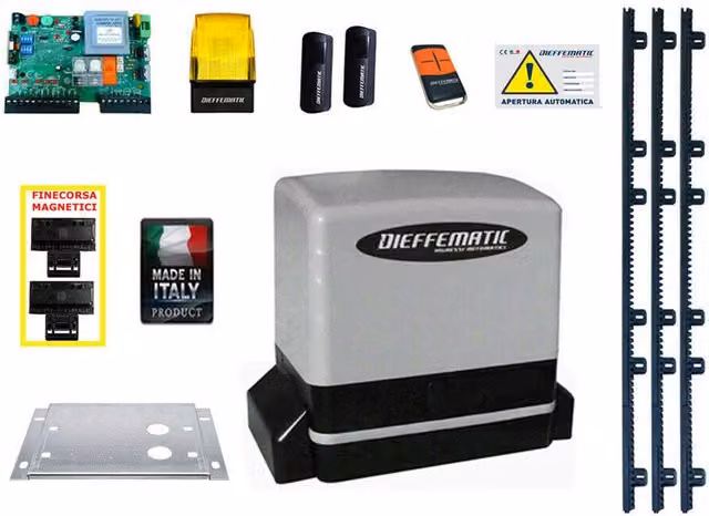 Kit Motore Automazione Cancello Scorrevole Automatico + 3Mt Cremagliera 230V Dfm