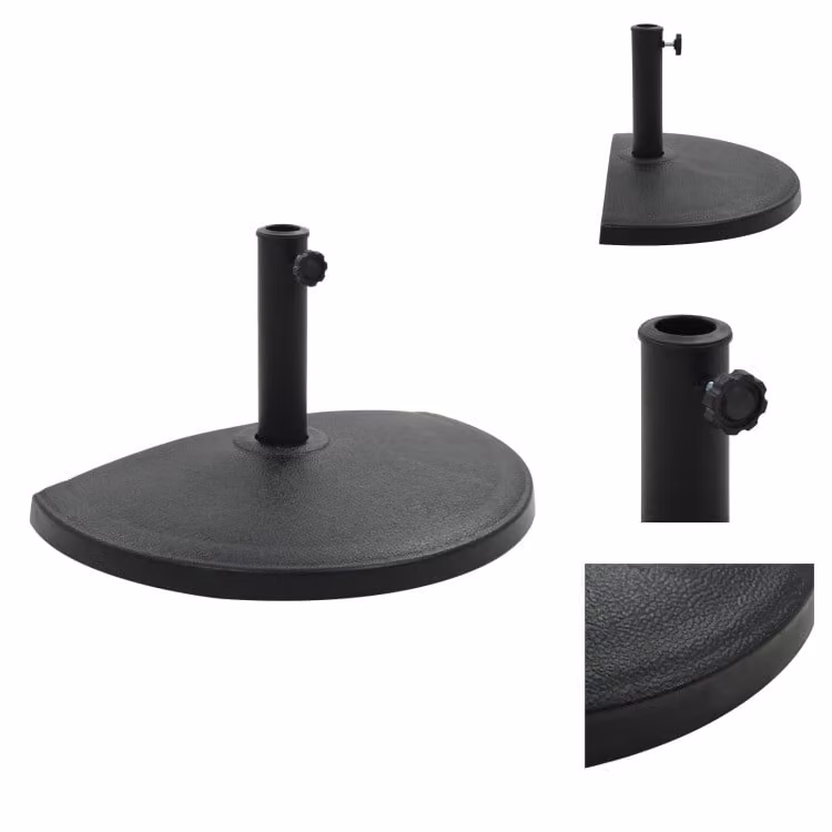 vidaXL Base per ombrellone semicircolare 15 kg in poliresina nera - Supporto per ombrellone