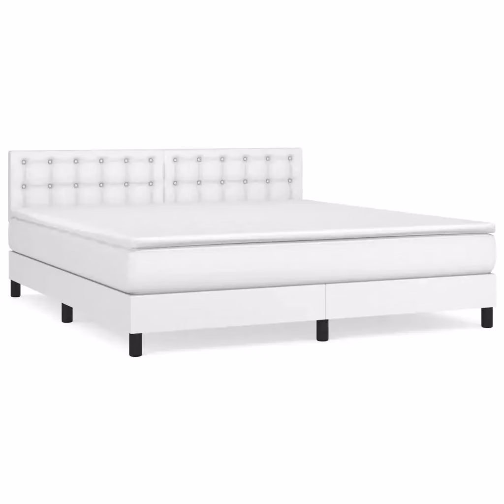 Letto con Giroletto a Molle e Materasso Ibrido vidaXL in Similpelle Bianco L/P: 180 x 200 cm, H: 88 cm – 2