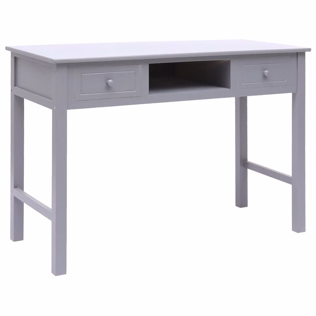 The Living Store Scrivania Grigio 110×45×76 cm Legno