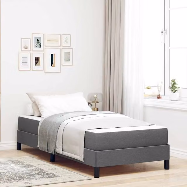 Letto a molle con materasso-Struttura Letto con Materasso Grigio scuro 90 x 190 cm Tessuto 676300