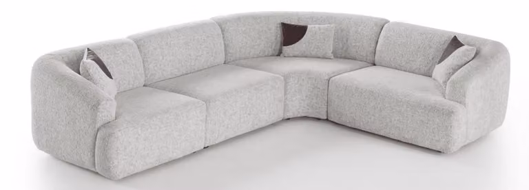 Divano angolare, stile moderno, colore beige, nuovo, spazioso, ideale per un soggiorno confortevole