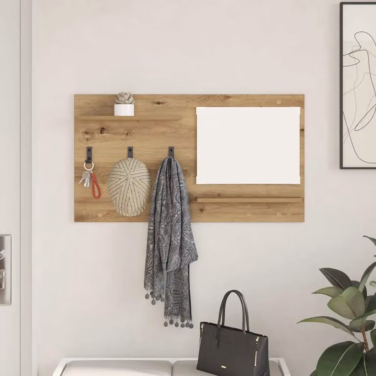 Appendiabiti a muro vidaXL in legno Rovere, moderno, marrone, L 90 x P 10 x H 50 cm