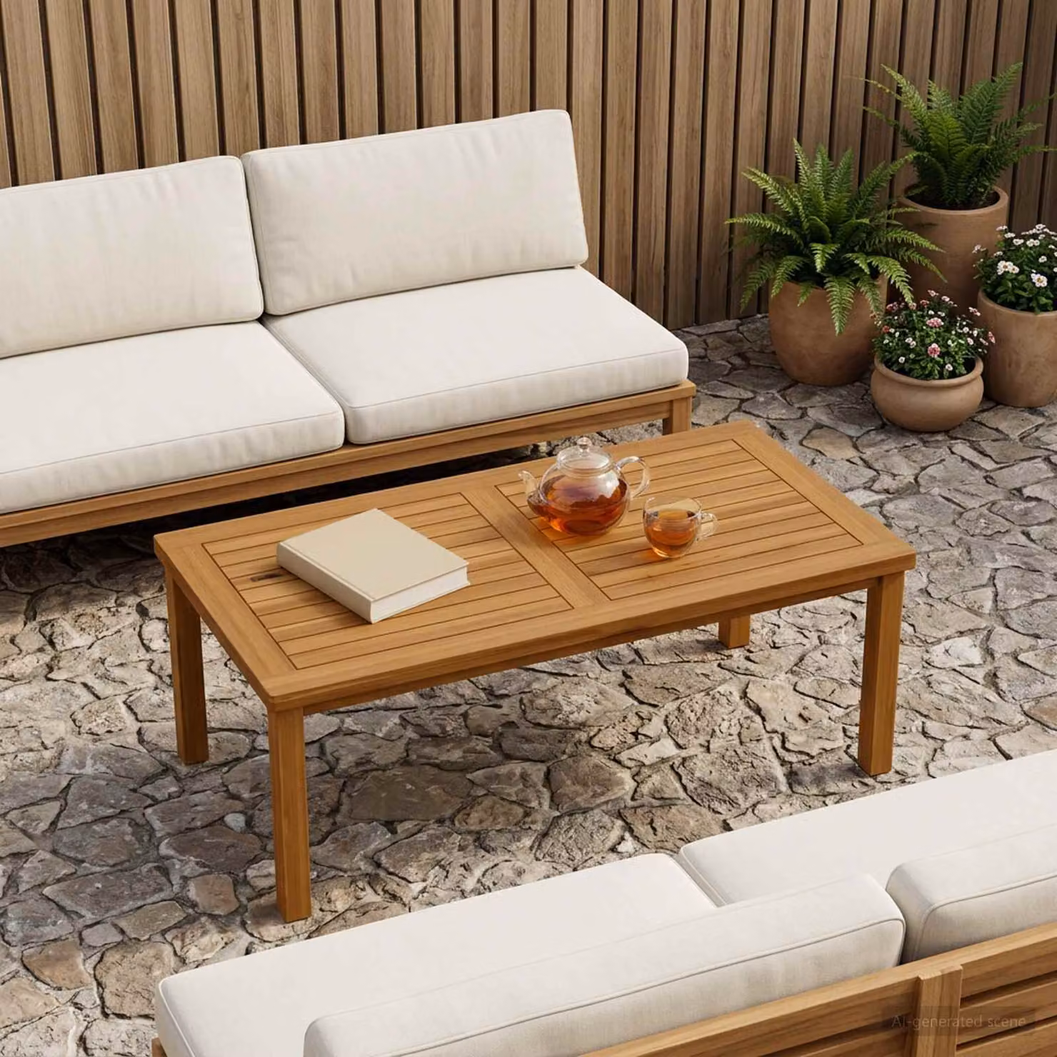 Piano del tavolo rettangolare moderno vidaXL in legno di teak naturale marrone L: 90 cm, P: 45 cm
