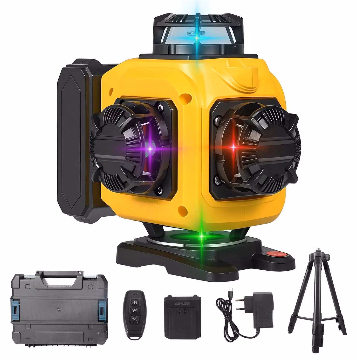 Livella laser, 16 linee, funzione di livellamento automatico, 12 linee, 4 colori, con supporto