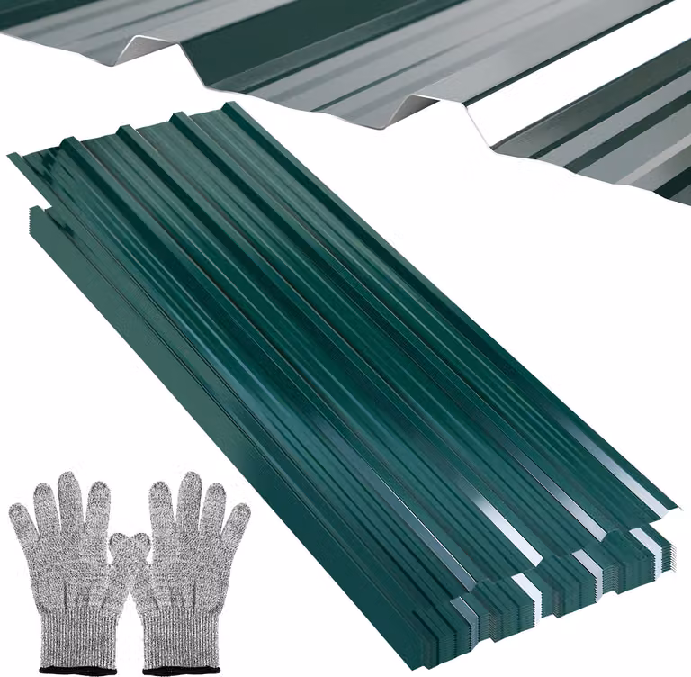 36x lastre trapezoidali 129x46cm = 21m² Pannelli per tetto Lastra per tettoia Carport Lastra profilata Lastra per parete Lastra per tetto Lastra ondulata zincata verde