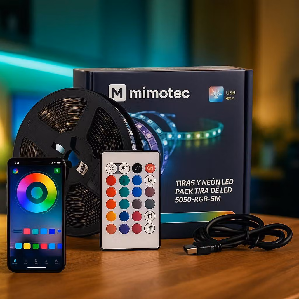 Striscia LED da 5 metri, RGB, dimmerabile, 24 W, alimentazione USB, controllo tramite app e telecomando