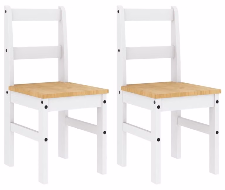 Set di 2 sedie da pranzo in legno massello di pino con finitura moderna