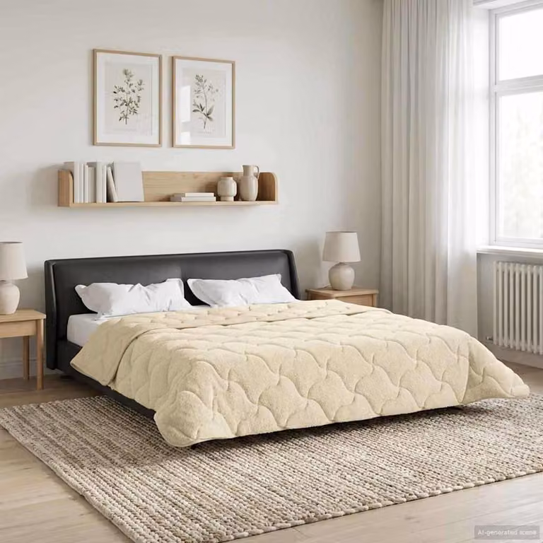 Piumino estivo vidaXL in microfibra traspirante e reversibile, beige, 200 x 200 cm
