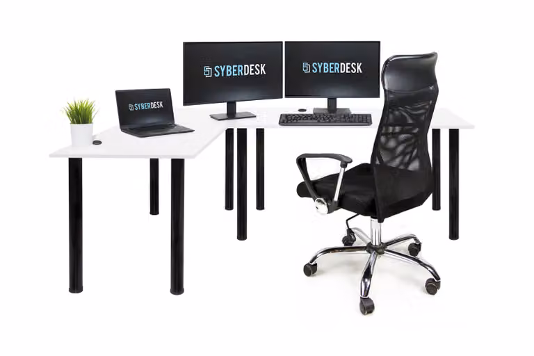Scrivania angolare SyberDesk Gaming Pro 197 x 132 cm - grande scrivania per computer, scrivania angolare, scrivania per ufficio e giochi (sinistra, bianco)