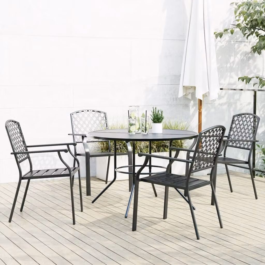 Maison Exclusive - Set di sedie da giardino, 5 pezzi, impilabili, in acciaio verniciato a polvere
