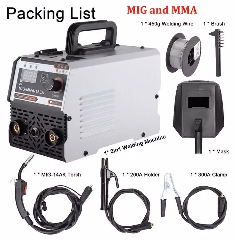 Saldatrice 2-in-1 MIG/MMA - Inverter DC IGBT - Alimentazione automatica del filo - Saldatura ad arco con e senza gas - Spina di tipo europeo