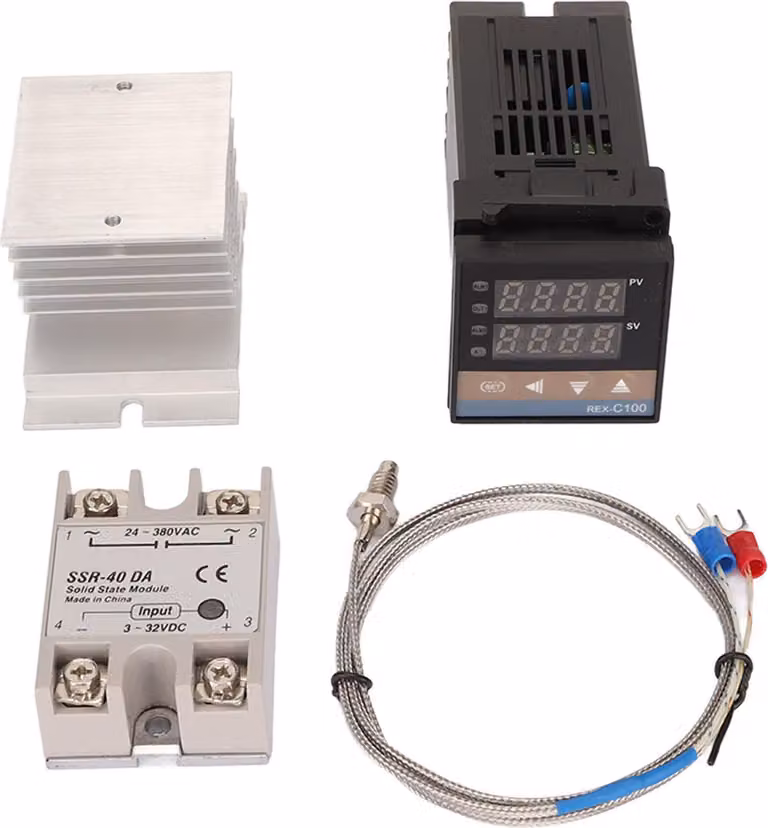 Set termostato digitale PID, termocoppia, dissipatore di calore, relè, termoregolatore con supporto per pollaio aziendale, 40 A