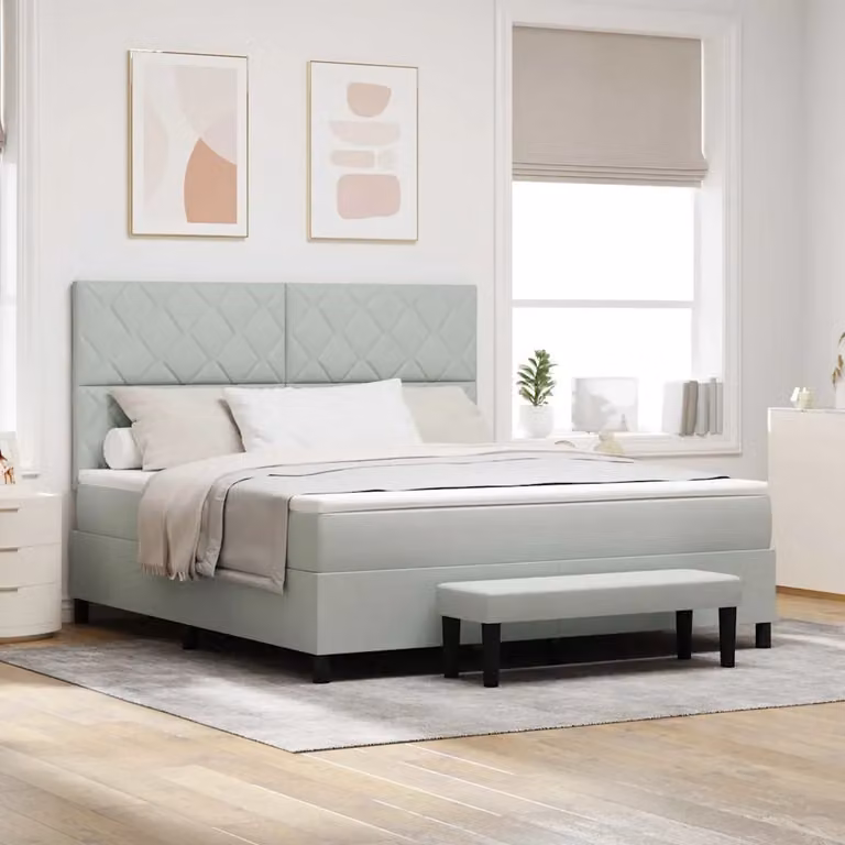 Letto a molle con materasso vidaXL in velluto grigio, L/P/H: 180 x 200 x 128 cm