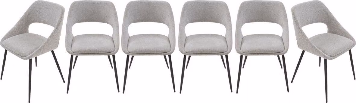 Signature - Set di 6 sedie in tessuto grigio con gambe in metallo L51 cm - ELODIE