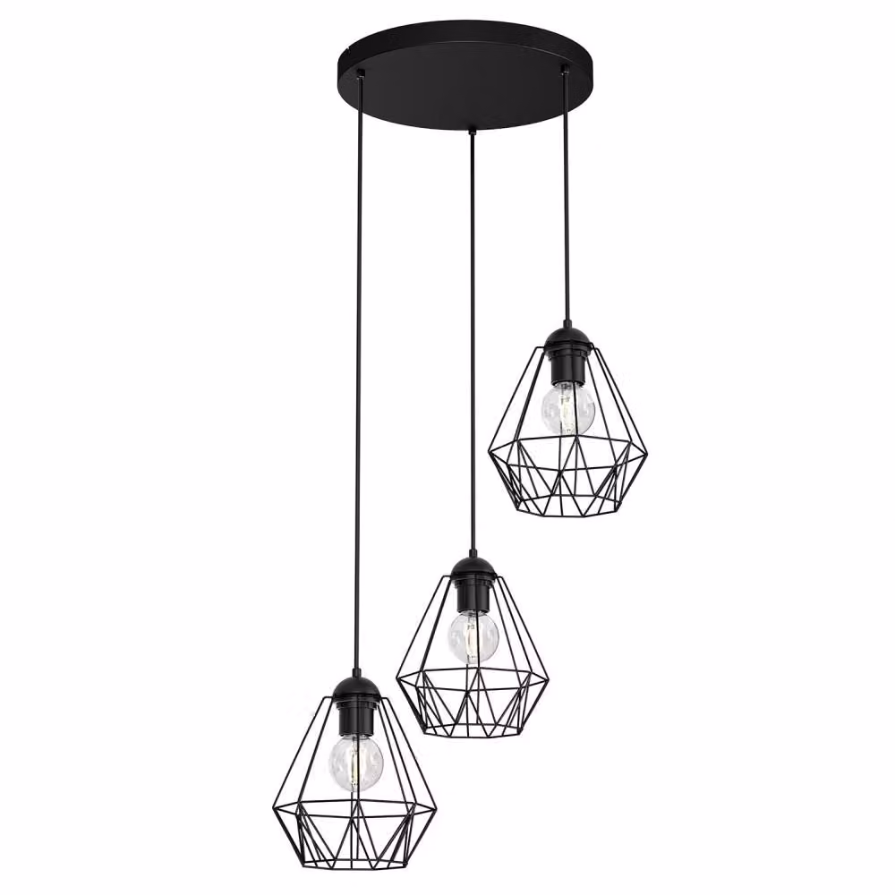 Lampada a sospensione a tre cerchi con paralume in filo metallico BERGEN 606 Luminex