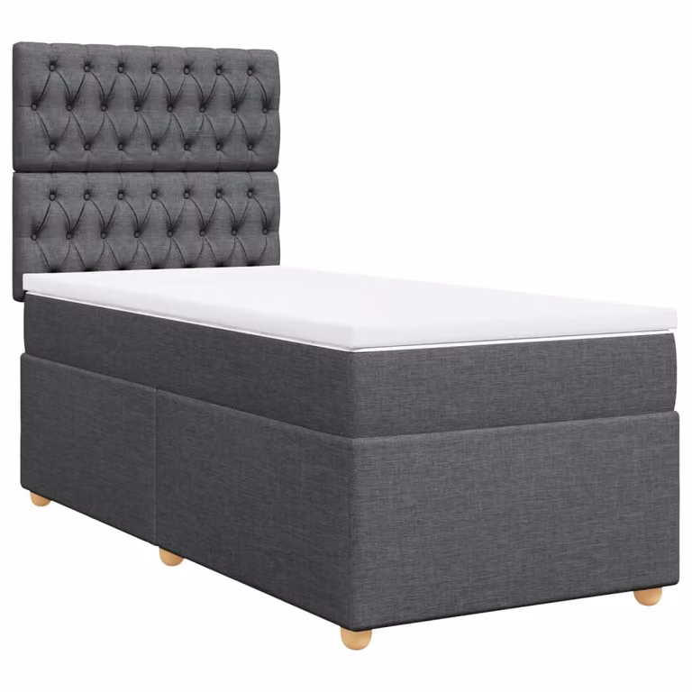 Giroletto a Molle con Materasso Grigio Scuro 100x200 cm Tessuto