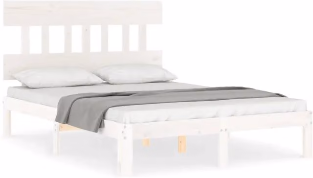 Letto matrimoniale in legno massello di pino bianco laccato L/P/H: 140 x 200 x 143,5 cm – 1