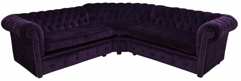 Lila Luxus Chesterfield Eck Couch Sofa Polster Sitz Garnitur Textil Stoff Sofas