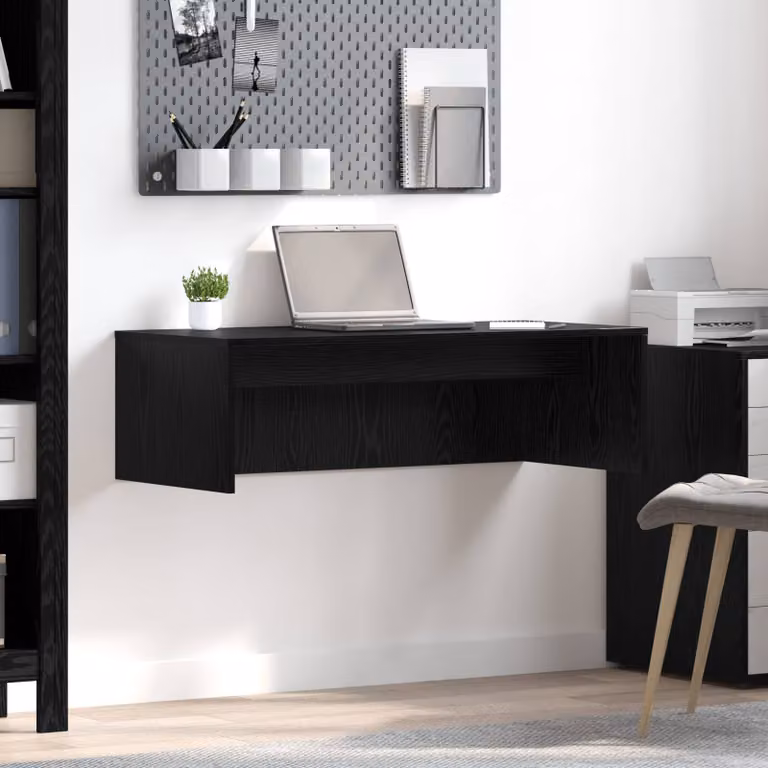 Scrivania a parete sospesa vidaXL in legno MDF nero opaco L: 100 cm, P: 45 cm, H: 30 cm