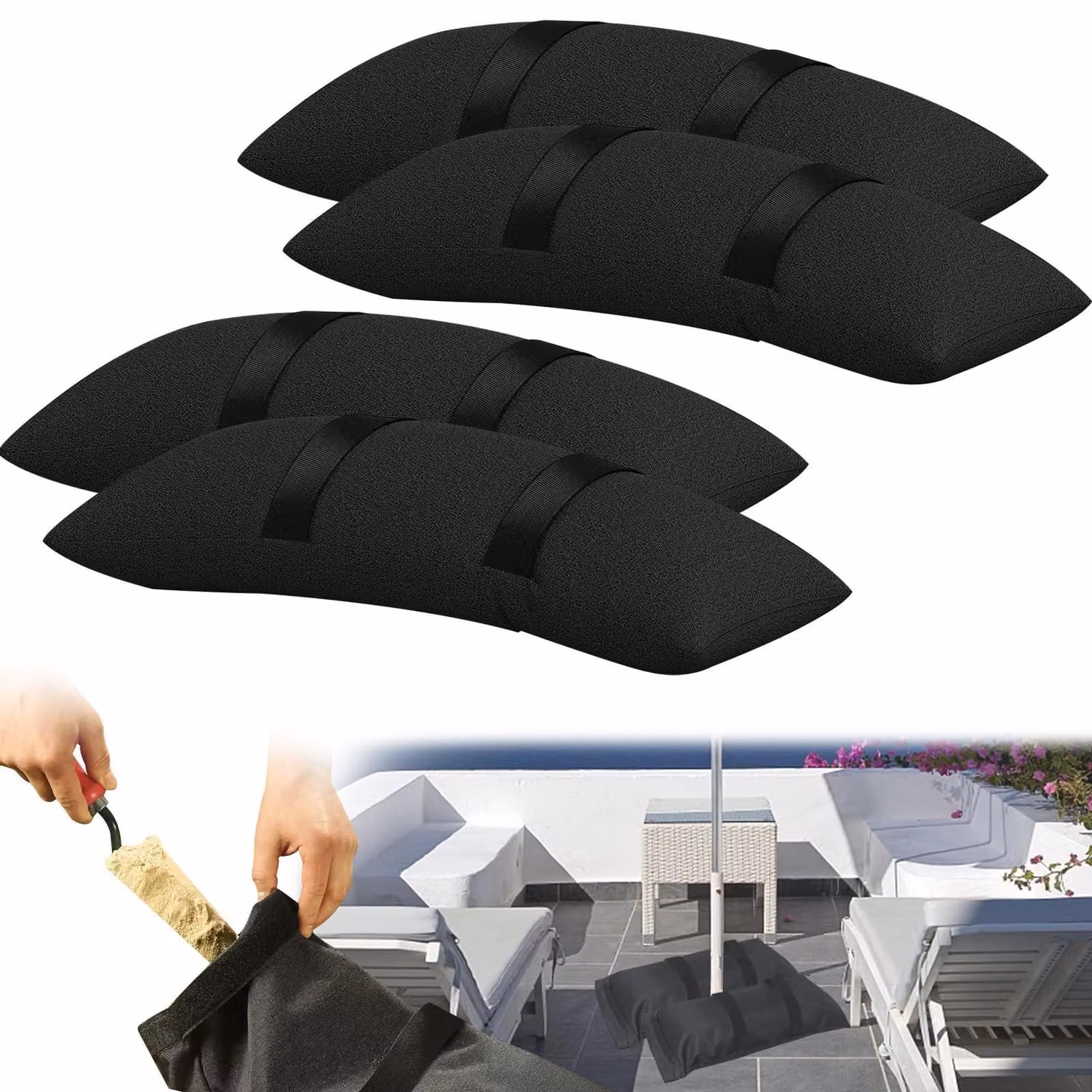 Set di 4 sacchetti per sabbia, ideali per tende e ombrelloni